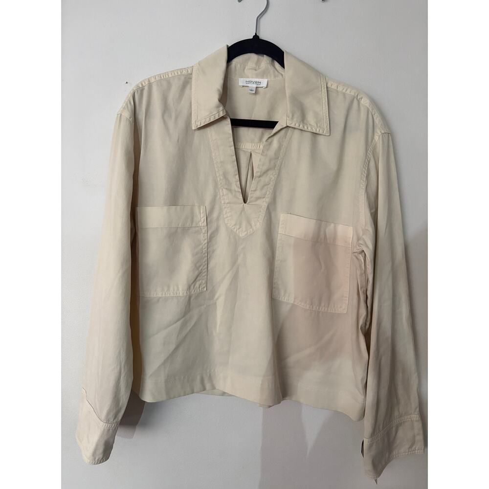 Haven Well Within Popover Top Long Sleeve Cream Sz L